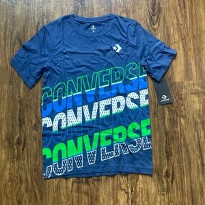 Converse Kids Navy and Green Logo Tee